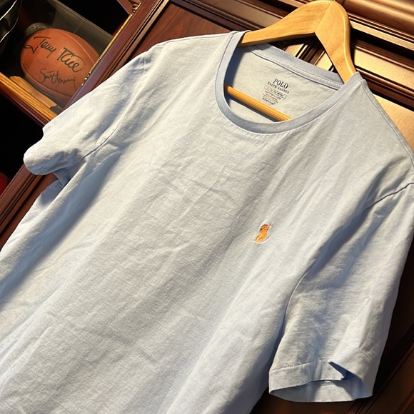 Ralph Lauren Polo Men’s Custom Slim Fit T-Shirt Baby Blue Soft & Comfortable Tee - Picture 3 of 8